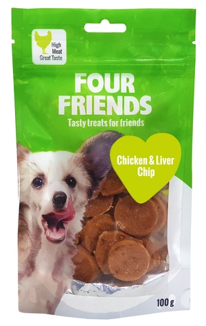 Four Friends Hund Chicken & Liver Chip 100 g