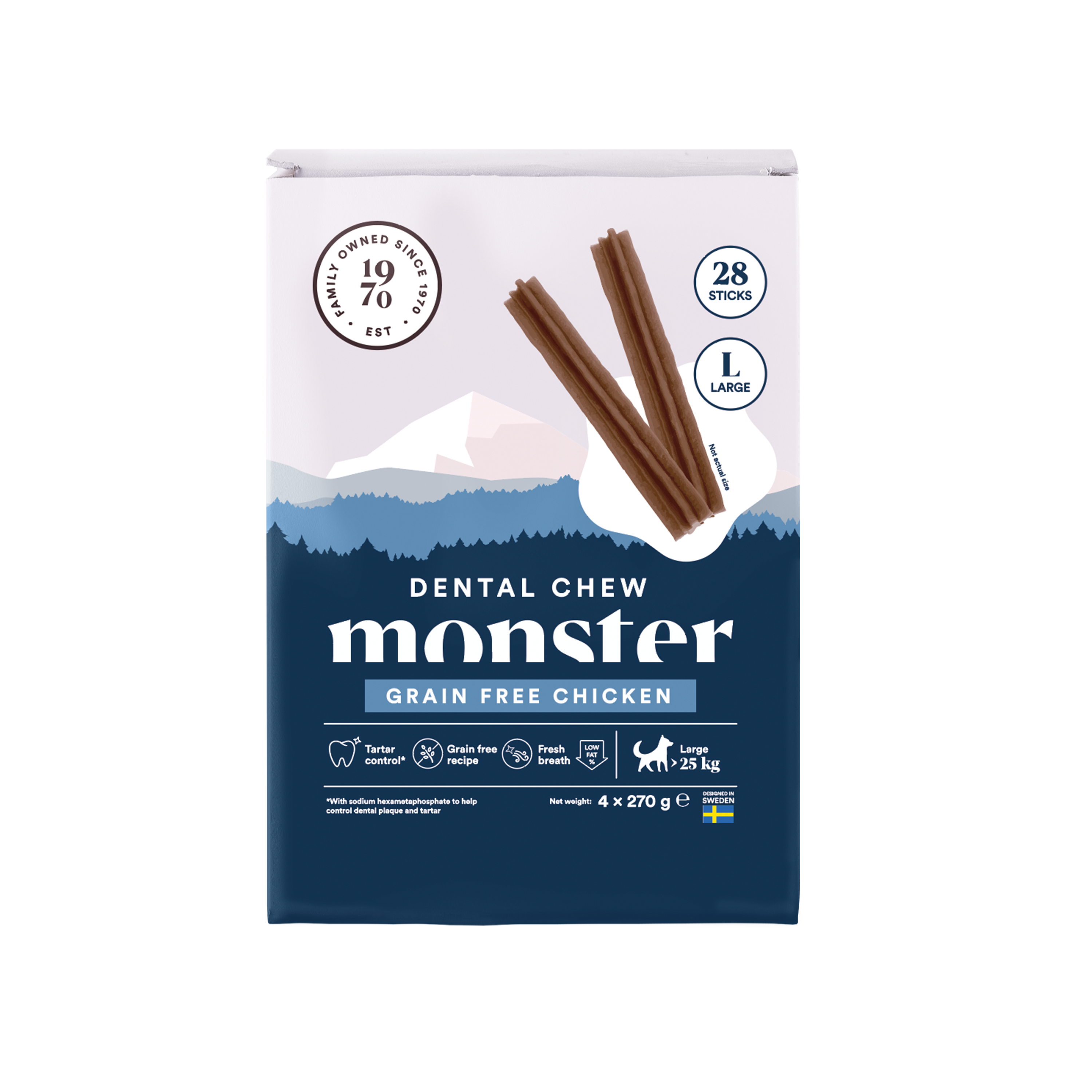 Monster Dog Dental Chew GF Chicken - L, 28-pack