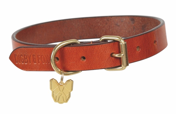 Digby & Fox Läder Halsband - XXXS, Ljusbrun